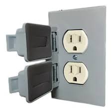 Ensamble de contacto dúplex 110V para repisa puente, con tapa de intemperie protectora, ideal para servicios eléctricos en laboratorio
